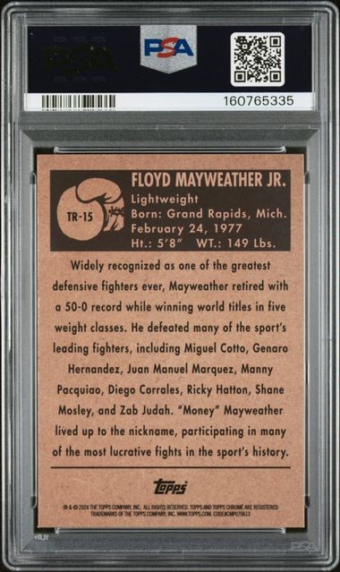 2024 Topps Chrome #TR-15 Floyd Mayweather Jr. 1951 Ringside PSA 9 view 2