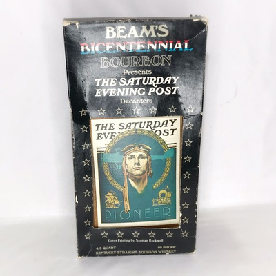 #ad Beam Bicentennial Decanter Pioneer Norman Rockwell Saturday Evening Post 1976 $22.00