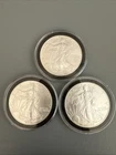 2002 1 OZ SILVER AMERICAN SILVER EAGLE  lot of 3
