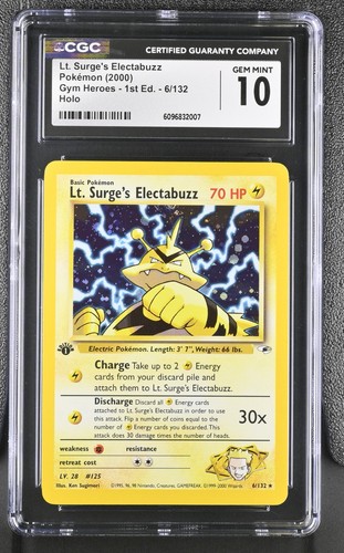 Lt. Surge's Electabuzz (1st Edition) graded CGC 10 for sale on eBay