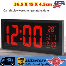 Digital Wall Clock Large Display with Time Date Temperature LED Digital