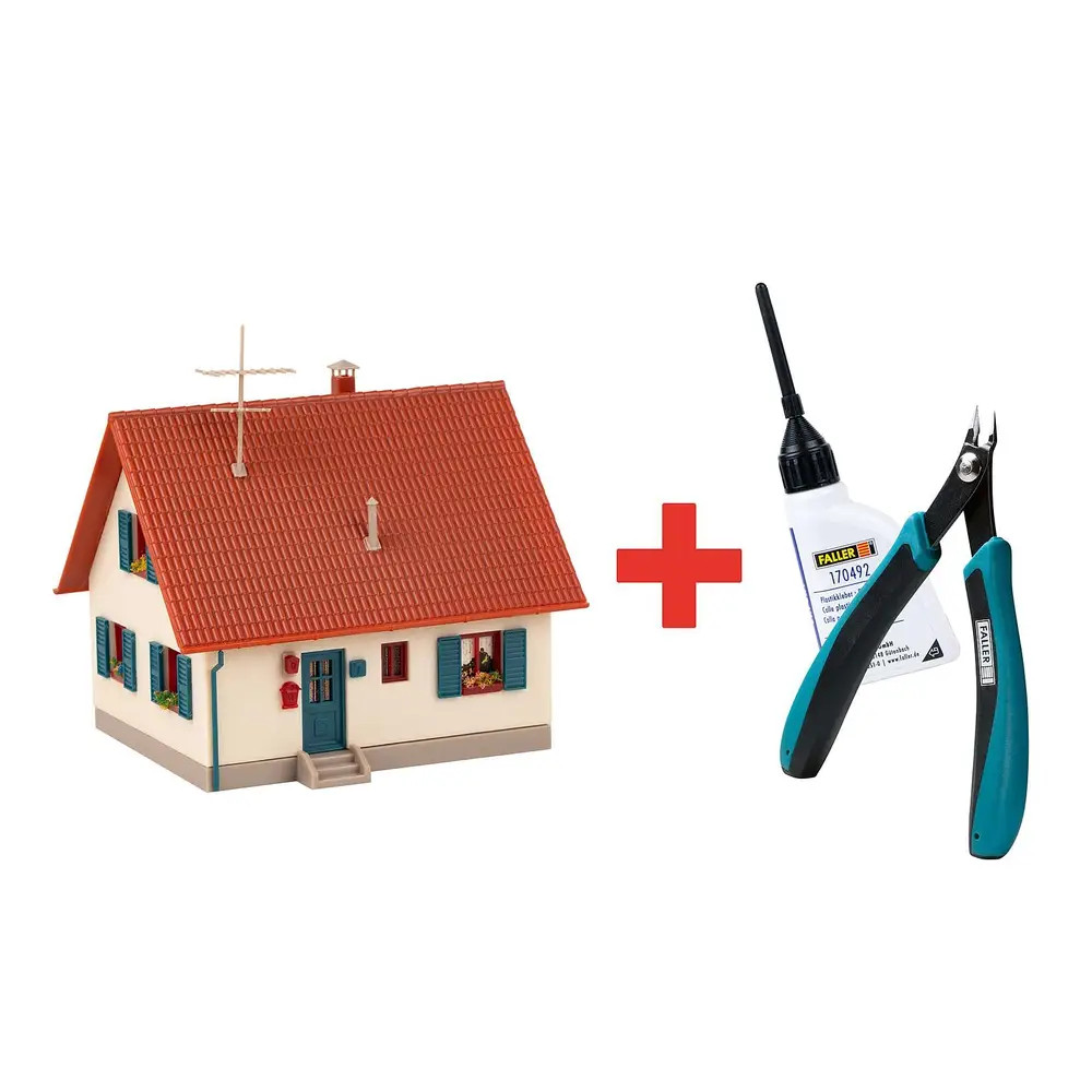 FALLER Promotion-Set H0 Bastelhaus (creme/rot)