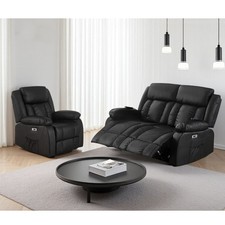 Electric Recliner 1/2 Sofa PU Leather Armchair Massage Heat Lounge Living Room