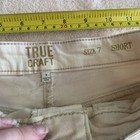 #63 Woman’s Size 7 True Craft Beige/ Pink Tye Dye Distressed Worn Jean Shorts — photo 5