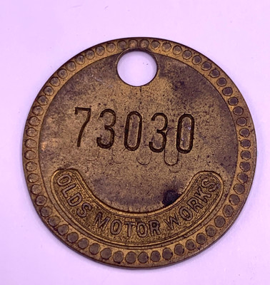 Vintage Olds Motor Works brass tool tag Rare early tag