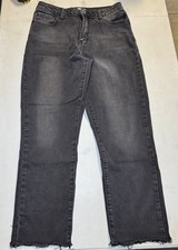 Forever 21 Women's Jeans Size 30 Black Straight Leg Mid Rise Dark Wash Used