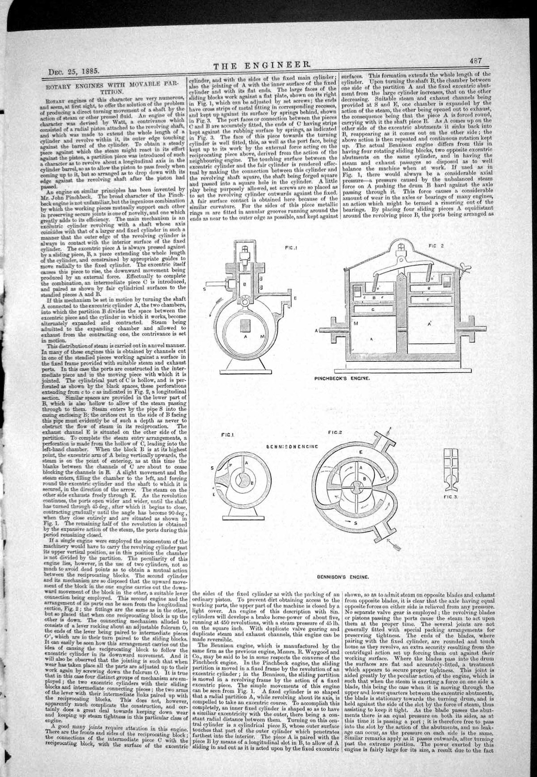 Victorian 1885 Bennison Pinch Rotary Engine Movable Partition Engineering Antique