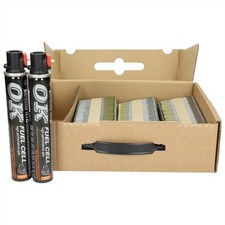 34° Streifennägel D-Kopf 50-90mm + Gas Fuel Cell Pack Paslode IM350 Hitachi 90 