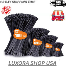 Zip Cable Ties Assorted Sizes 4  6  8  12   Heavy duty Nylon Black UV Resistant