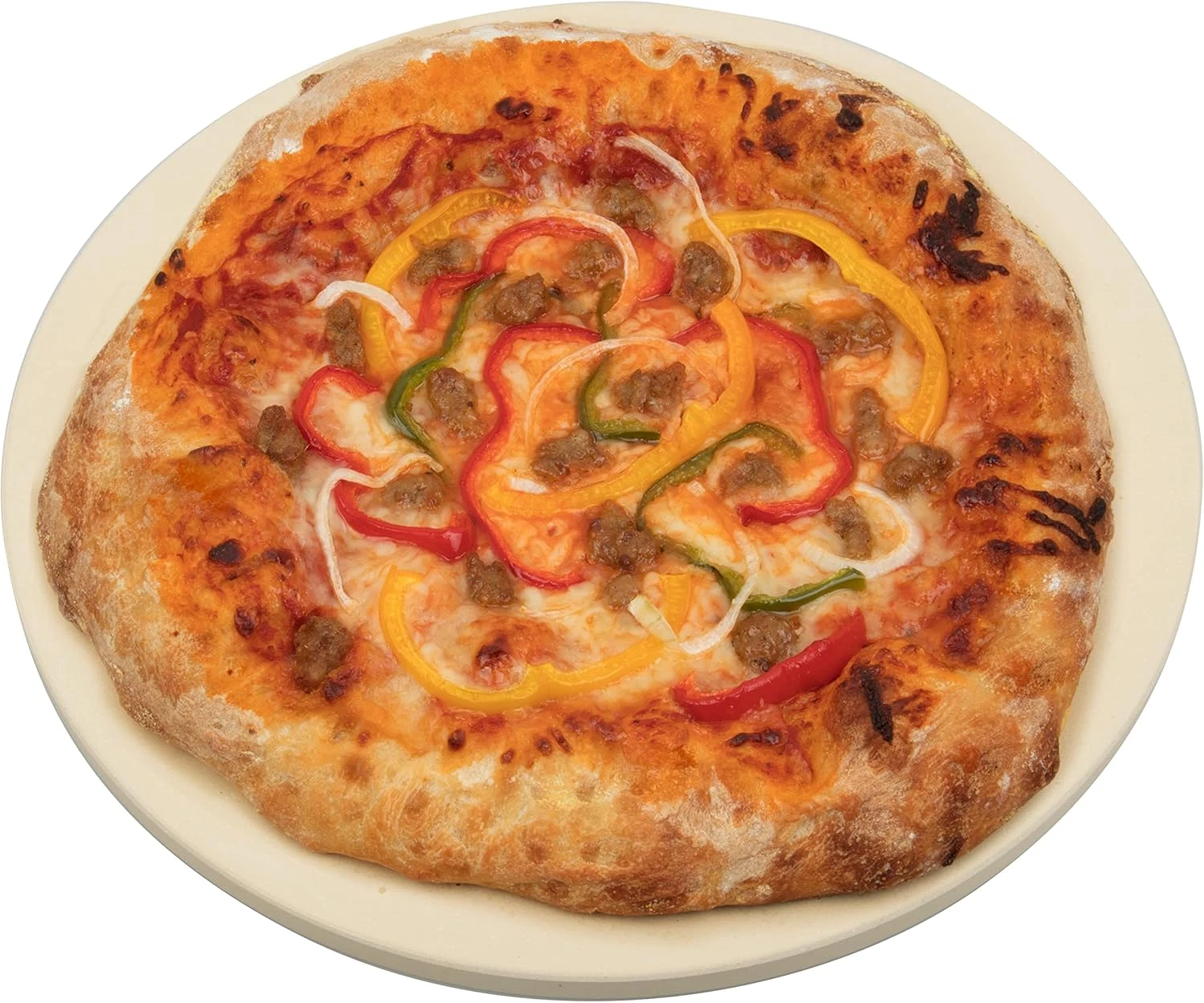 Pizza Stone for Oven, Grill, BBQ - round 5/8 Inch Extra Thick Baking Stone W/Saf