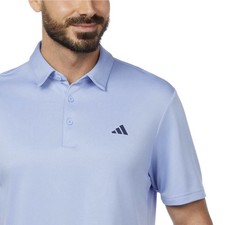 adidas Men's Regular Fit 3-Button Placket Golf Polo Light Blue. Size Medium