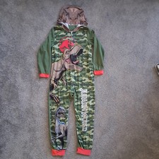 Child Jurassic World Dinosaur 1-Piece Fleece Footless Pajama, Size 10/12 Hood