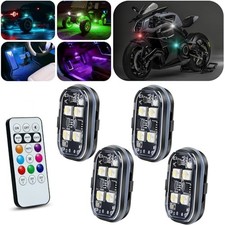 Upgraded 4PCS Wireless LED Strobe Lights with Remote, 8 Colors Waterproof 4 PCS