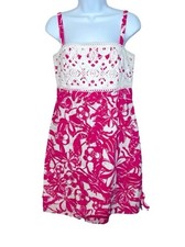 Lilly Pulitzer Dress Jubilee Coronado Pink Lobster Crochet Size 8 Beachy Resort