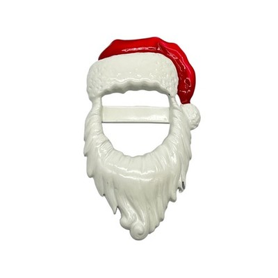 Vintage JJ Jonette Santa Claus Face Brooch Enamel Red White Christmas Pin