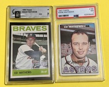 1964, 1967  Topps - Eddie Mathews #35, 166 -  GAI/PSA 7 NM; Braves’ HOF 3B GOAT