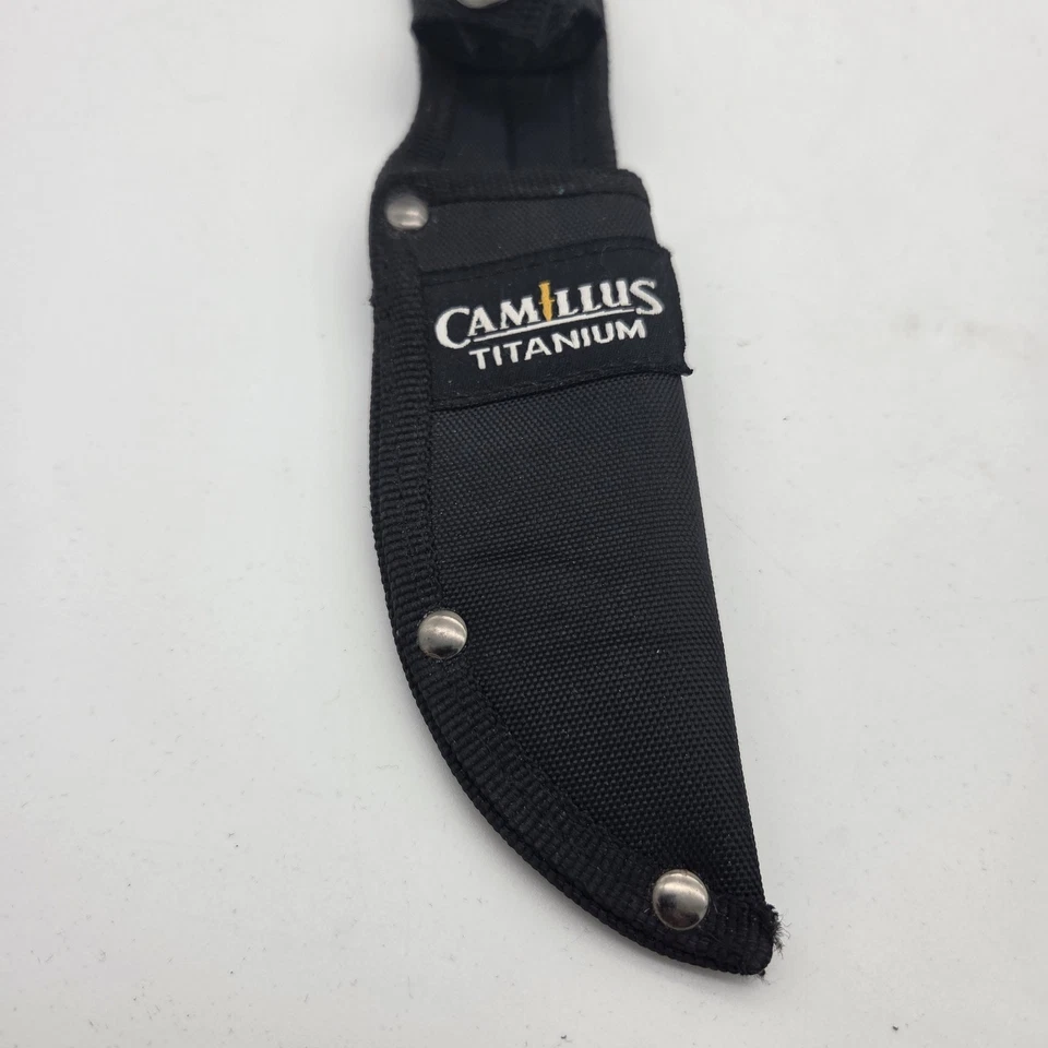 "Cuchillo de caza Camillus Titanium 440 sobre 4"" hoja fija con empuñadura de goma y funda" Foto 2 de 4