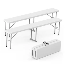  Folding Bench 6 ft, Foldable Plastic Bench with Handle and Smooth HDPE 