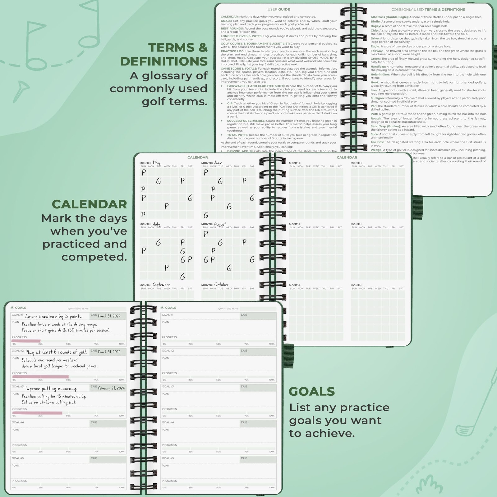 Golf Log Book – Small Training & Scorecard Journal – Pocket Notebook – Golf P...