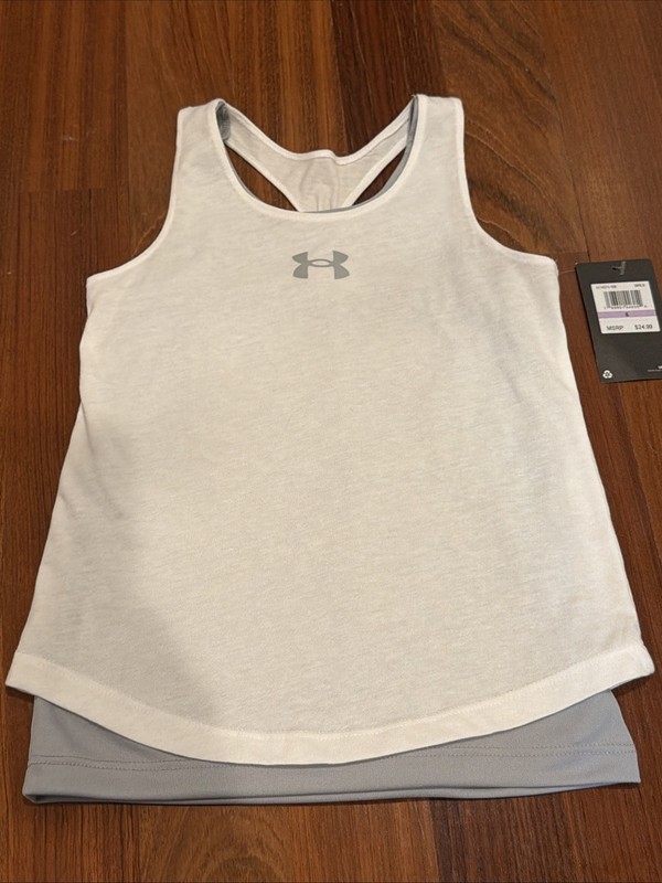 Under Armour Girls Tank Top Size 6 NWT Double Layer