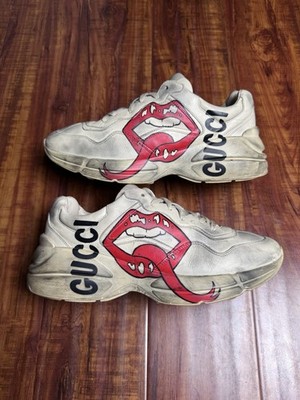 Gucci Rhyton GG Lips Mouth Red Beige Mens Sneakers Size 10US SHIPS  ASAP