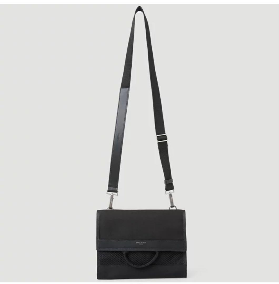 Borsa Saint Laurent City Flap nera nylon pelle tracolla donna usata