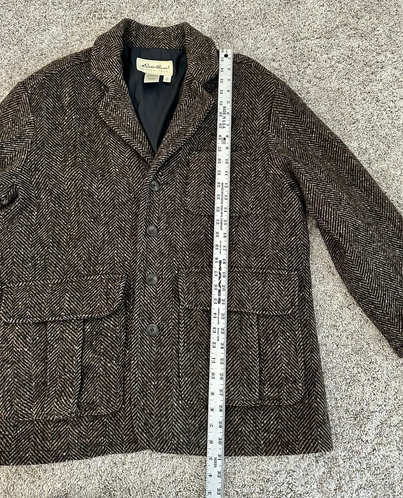 Vintage Eddie Bauer Herringbone Wool-Blend Jacket — Made in USA - product detail image 8