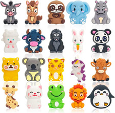 20 Pcs Silicone Focal Beads for Pens - 3D Animals Silicone Beads Bulk, DIY Focal