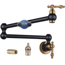 Wowow Pot Filler Faucet Over Stove Solid Brass Pot Filler Wall Mount Commercial