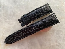 22mm/18mm Black Alligator Crocodile Print Leather Watch Strap Band