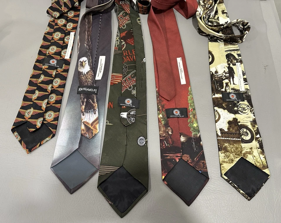 Lote de 5 corbatas Harley Davidson para hombre Ralph Marlin Foto 2 de 4