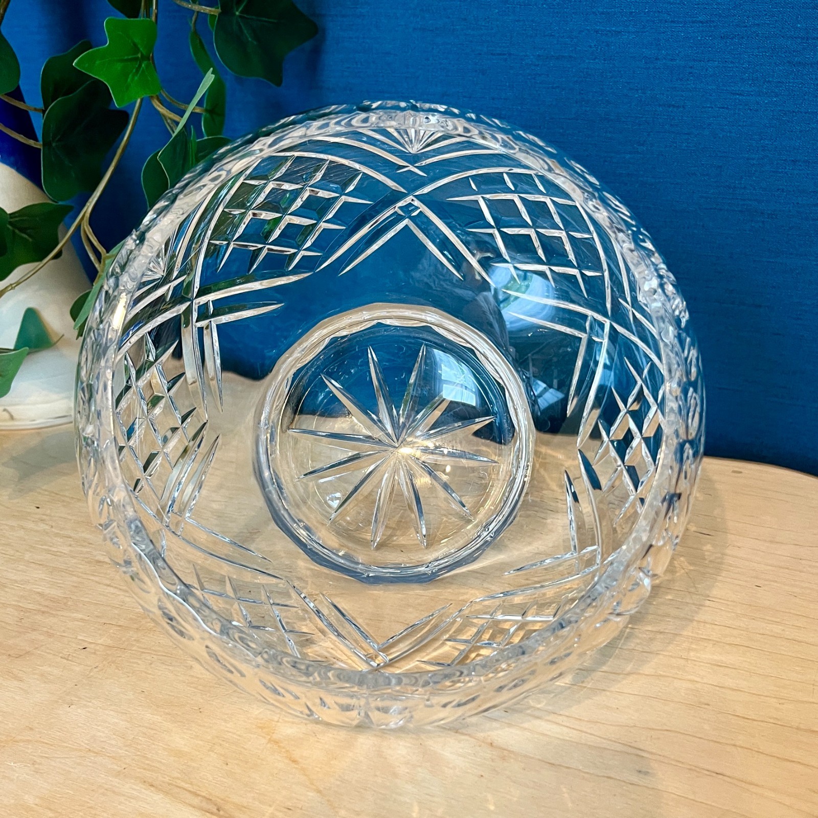 Vintage Cut Crystal Rose Bowl Flower Vase With Metal Frog Lid Centrepiece 20cm image 8