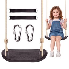 Heavy-Duty Ergonomic Kids Tree Swing Seat Indoor/Outdoor Play 264lb, Black