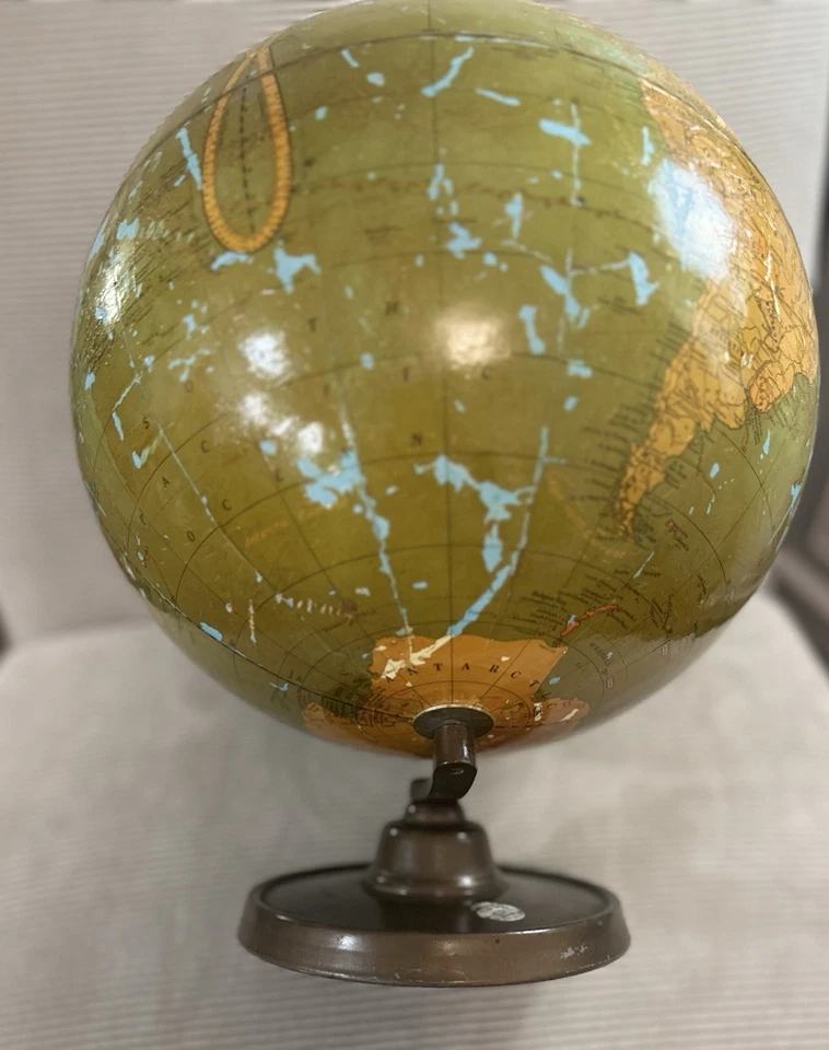 1930-1940 Vintage Style Globe with Wooden Stand World Map Globe - Image 4 of 4