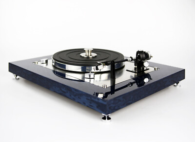 Restaurierter  Thorens TD147 Plattenspieler mit Vogelaugenfurnier in dark blue