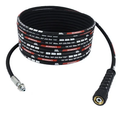 TECHKAR Manguera 250bar ID 6 5-30m para lavadora a presión Karcher HD HDS con enchufe de 11 mm sin torceduras
