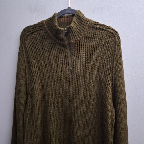 REI 100% Merino Wool 1/4 Zip Pullover Sweater Mens Large Green Long Sleeves - Picture 3 of 7