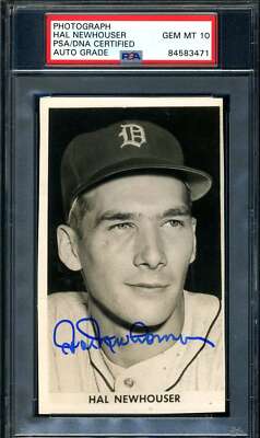 Hal Newhouser Gem Mint 10 PSA DNA Coa Signed Vintage Tigers Photo 