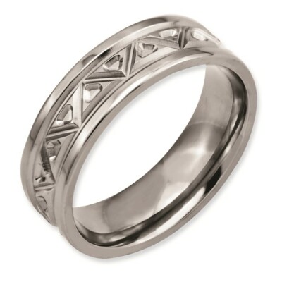 *BRAND NEW* Chisel Titanium Grey Tribal Design 7mm and Polished Band TB65-7.5