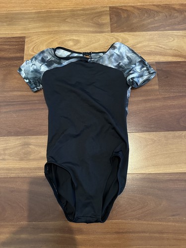 Ainsliewear Leotard Black With Floral Mesh And Clasp Closure Adult Small
