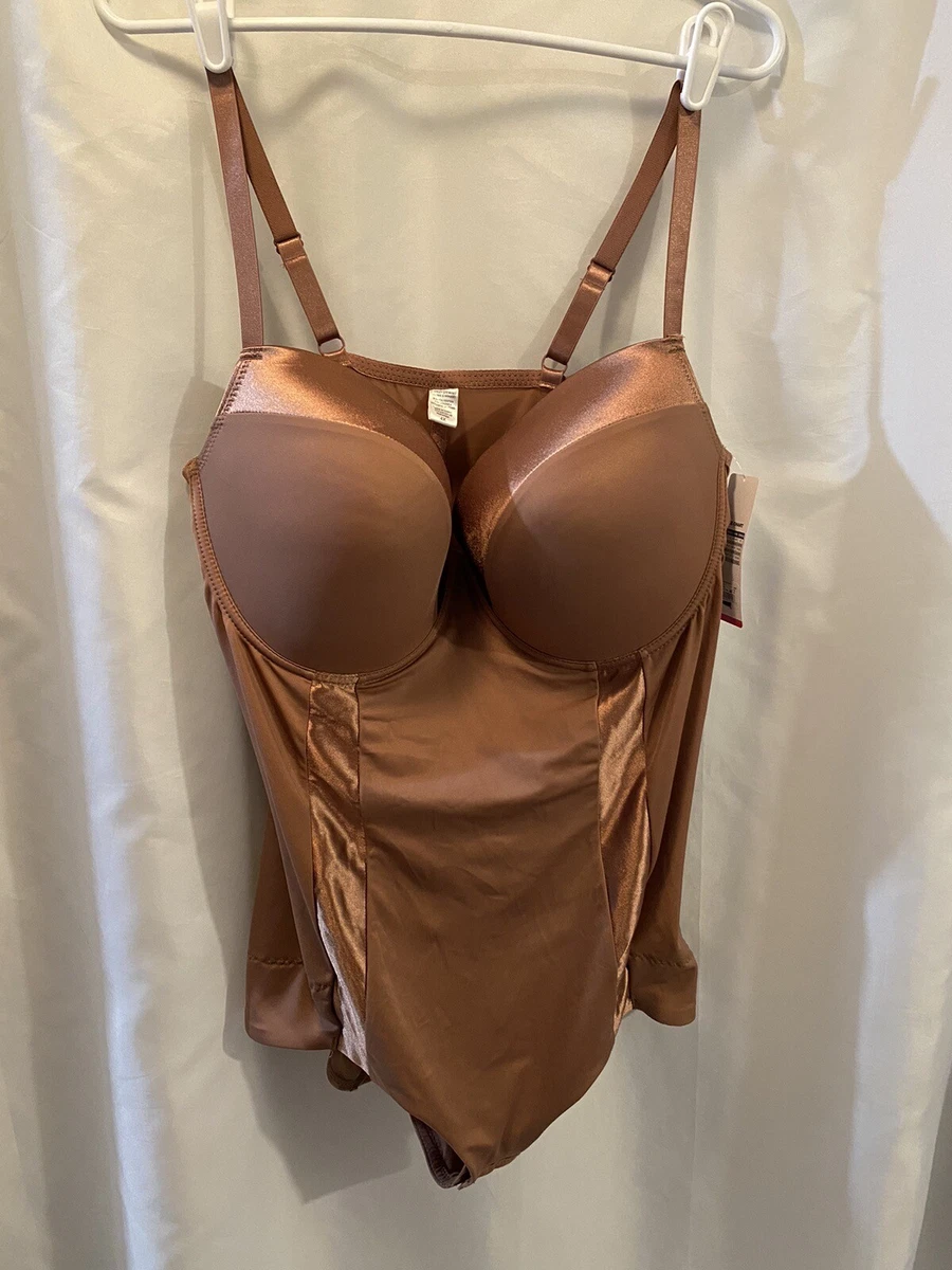 Ashley Stewart Shapewear Bodysuit Plus Size 4X Ultra Smooth Brown Adjustable