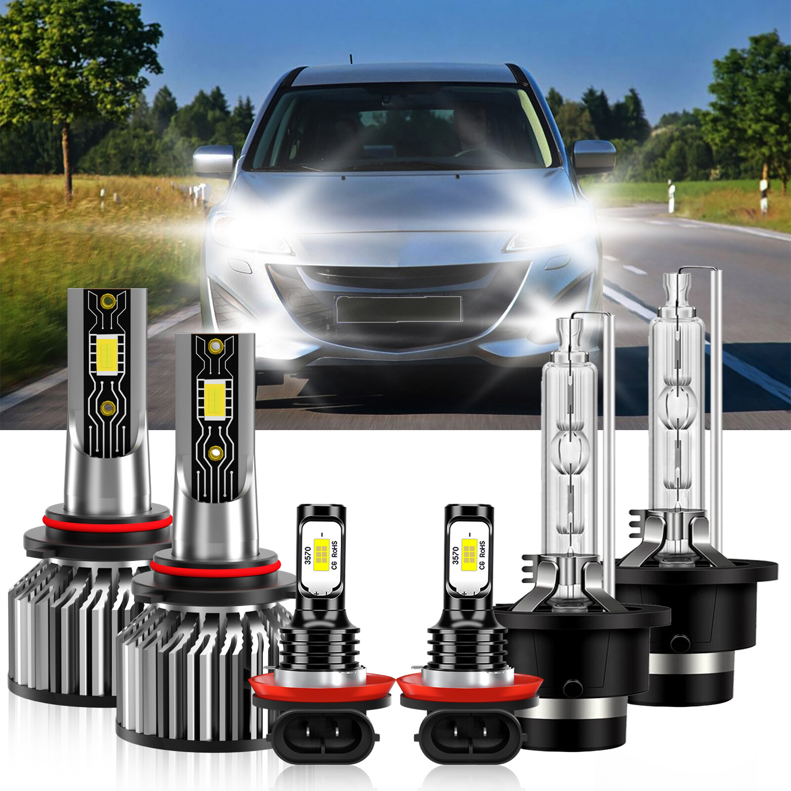 LED Headlight Hi Low Beam+ Fog Light Bulb Super bright For Mazda 5 2008-2017