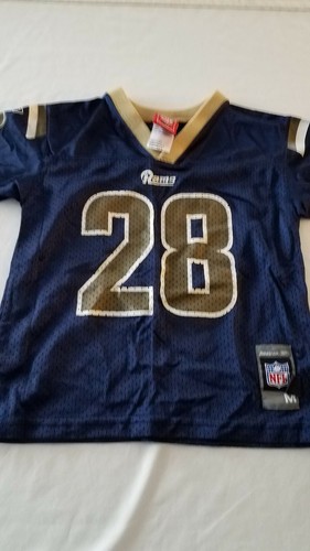 Vtg REEBOK RAMS #28 MARSHALL FAULK Kids NFL Jersey Youth Boys MEDIUM 5/6 POLY
