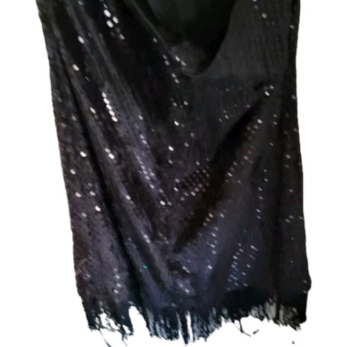 Roaring 20's Black Flapper Dress With Headband And Boa Sequined Dress Size Small - Picture 4 of 4