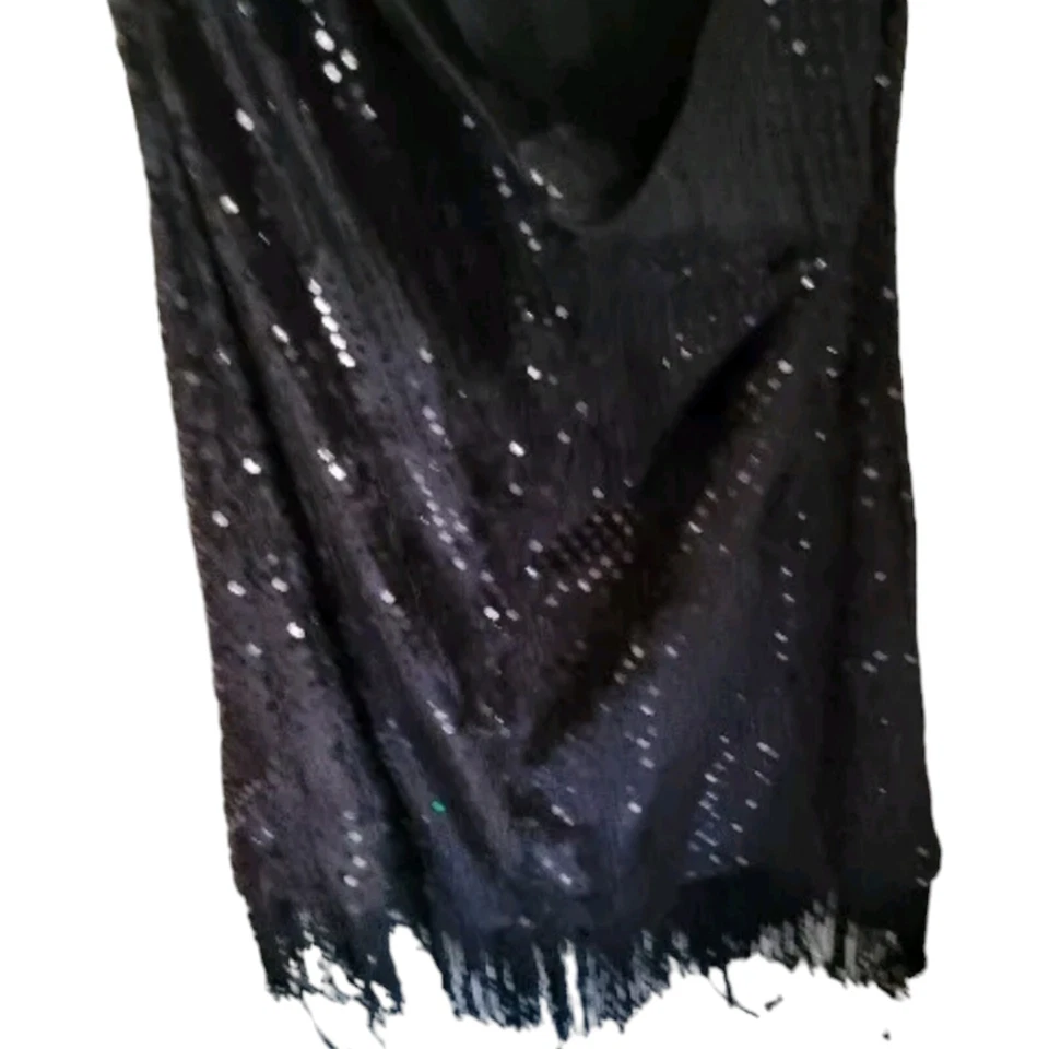 Vestido Roaring Años 20 Negro Aleta Con Diadema Y Boa Lentejuelas Talla Pequeña Foto 4 de 4