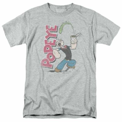 Popeye Spinach Power T Shirt Mens Licensed Sailor Man IDW Comic Tee Sport Gray