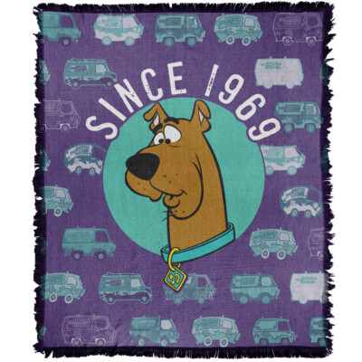 Scooby Doo! Blanket 50''x60'' Vintage Pattern Since 1969 Woven Cotton Blend Throw