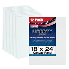 Blank Cotton Canvas Panels 18"x24" 12 PK Mounted Art Boards Paint Supplies Craft