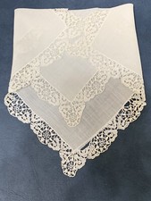 White Wedding Handkerchief Pure Cotton, Soft Ladies Hanky White Crochet Lace EUC