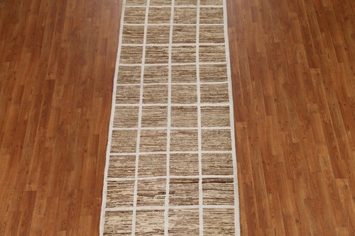 Durable Contemporary Gabbeh Checked Design Wool 9' Rug Runner - Made to Last 3x9 - Picture 4 of 19
